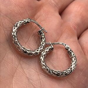 Ralph Lauren Jewelry 4k White Gold Hoop Earrings Marked Rl 14k